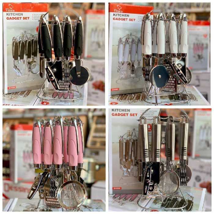 ابزاراشپزخانه ست ابزار اشپزخونه ویتارا ابزار لاکچری ابزار استیل ابزار مشکی ابزار سفید استعلام موجودی 470 کمالی مشهد