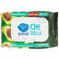 دستمال مرطوب پاک کننده آرایش آووکادو دافی مدل Q10 بسته 50 عددی