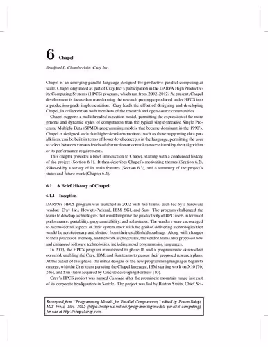 خرید و دانلود نسخه کامل کتاب Chapel (Excerpted from Programming Models for Parallel Computation)