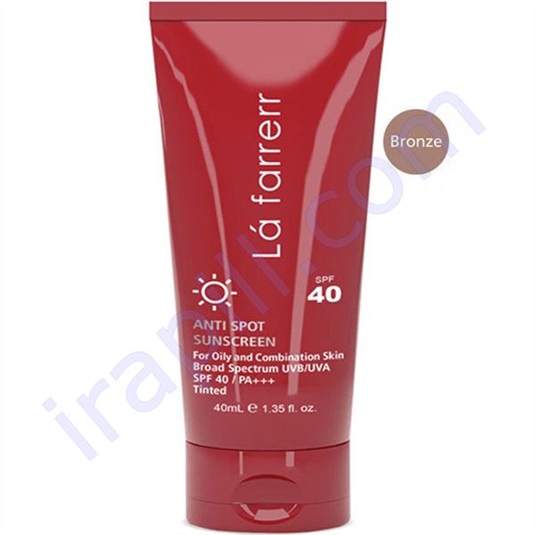 کرم ضد آفتاب و ضد لک رنگی لافارر مخصوص پوستهای چرب و مستعد آکنه – رنگ برنز SPF 40 حجم 40 میلی لیتر