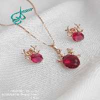 خرید نیم ست زنانه طرح گوزن شاخ دار نگینی مارک ژوپینگ همراه با زنجیر کد 1715065 - ردگل