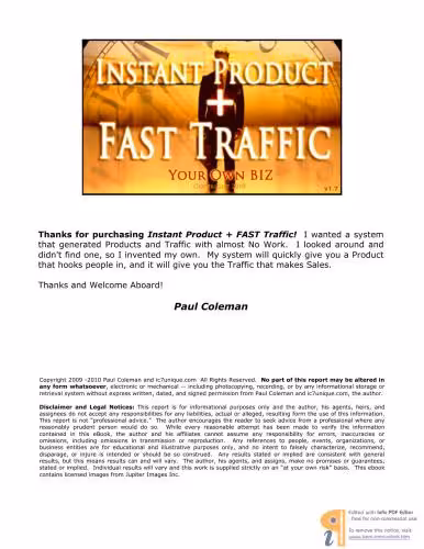 خرید و دانلود نسخه کامل کتاب Instant product   fast traffic