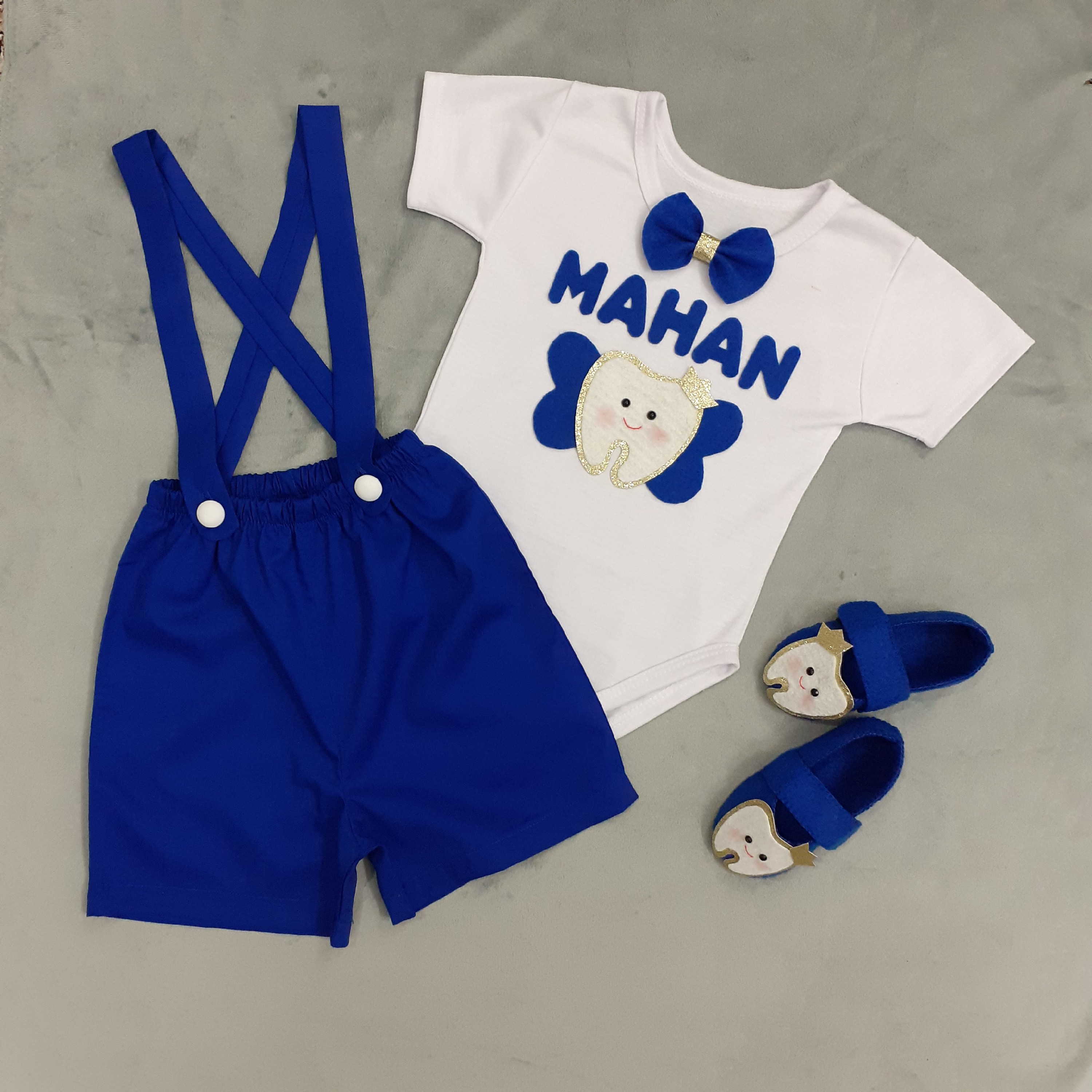 لباس دندونی پسرانه شامل شورتک بادی (زیر دکمه) پاپوش