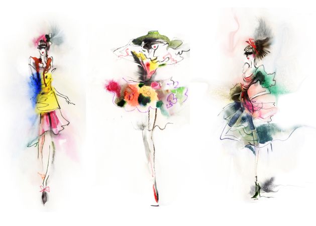 خرید و دانلود عکس نقاشی آبرنگ اسکچ‌های مد انتزاعی با پاشش رنگ | پیک فاکس | Pic Fox