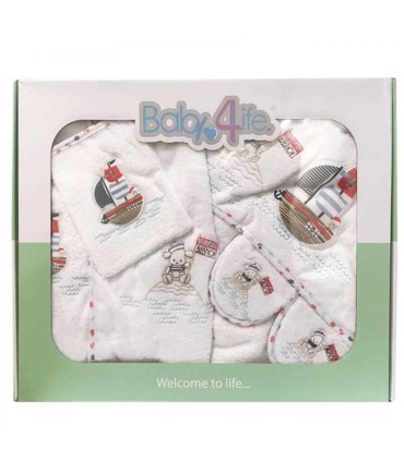 سرویس حوله کودک 5 تکه بیبی فور لایف baby4life طرح قایق