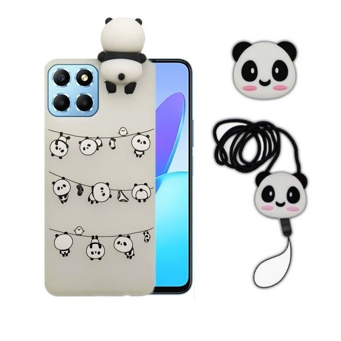 کاور طرح پاندا مدل P20 مناسب برای گوشی موبایل آنر X8 به همراه بند و پایه نگهدارنده