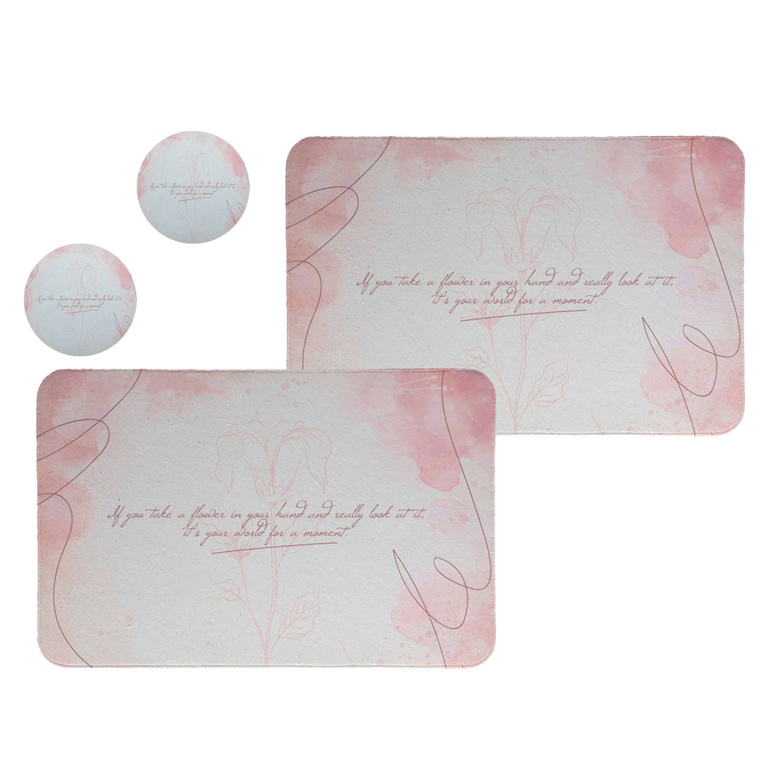 زیربشقابی طرح گل کد 8066 مجموعه 2 عددی همراه زیرلیوانی