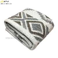 شال مبل بافت سوپر (تراکم بالا) طرح پانچو سایز 150×200 رنگ طوسی منگوله دار