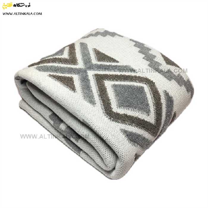 شال مبل بافت سوپر (تراکم بالا) طرح پانچو سایز 150×200 رنگ طوسی منگوله دار