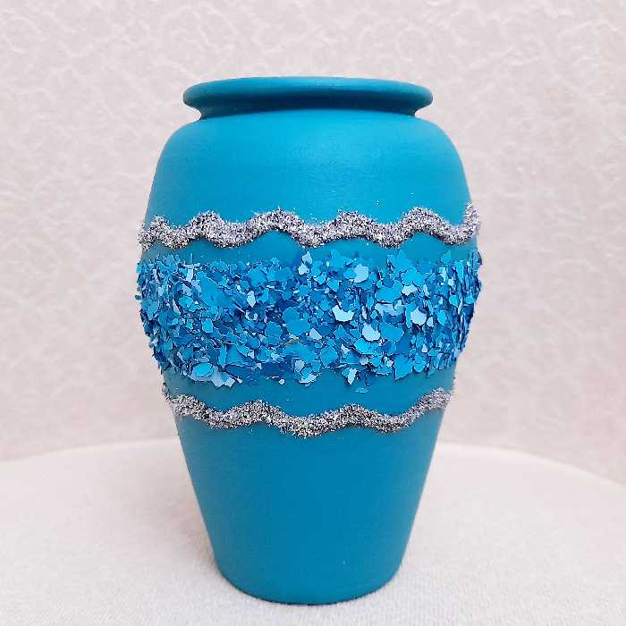 کوزه سفالی طرح برجسته هنر دست پتینه شده مناسب دکوری هدیه کادو تزئینی هنری جنس سفال از غرفه فدک فاطمه کاظمی