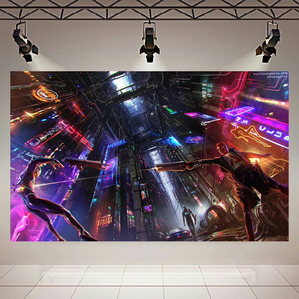 تابلو بوم طرح گیم مدل Cyberpunk کد AR2048