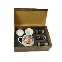 ست هدیه دمنوش سرامیکی تزیین شده با طلای 12 درصد