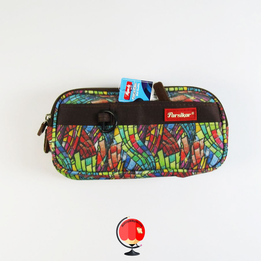 جامدادی سه زیپ طرح نوار رنگی پارسیکار