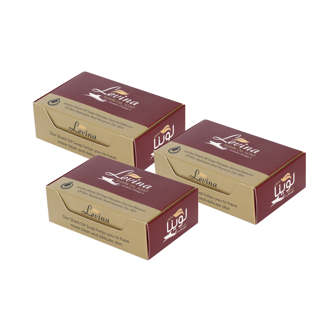 صابون لوینا مدل روغن کوسه مقدار 120 گرم بسته ۳ عددی