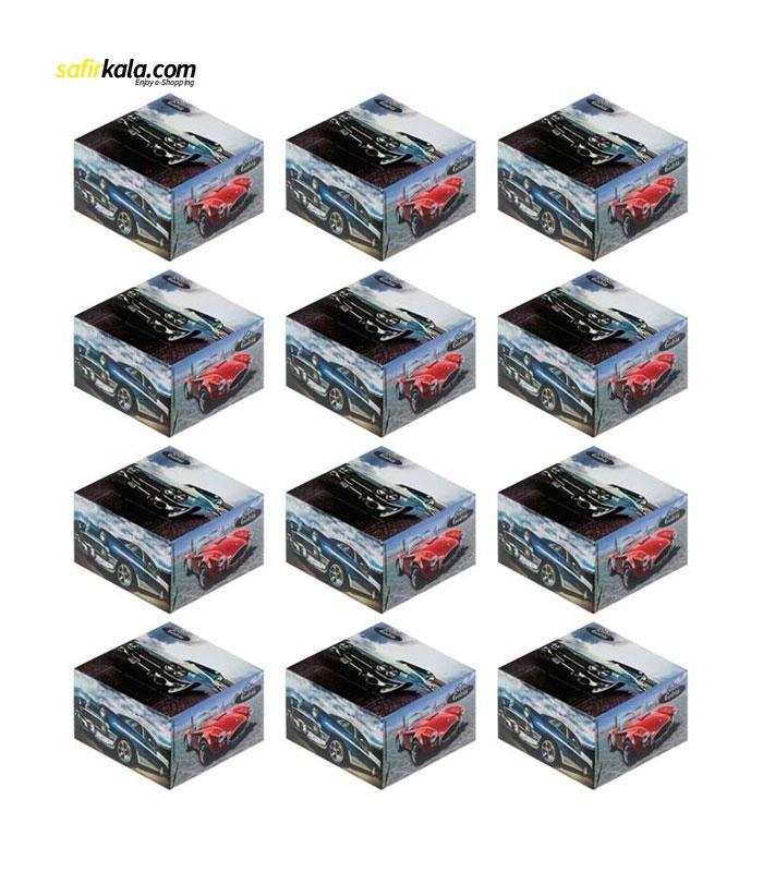 دستمال کاغذی 50 برگ گلریز طرح ماشين لوکس بسته 12 عددی