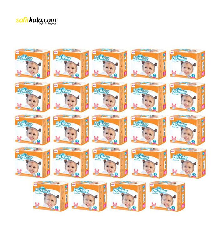پوشک بچه مای بیبی مدل خانواده شاد سایز 5 بیست و چهار بسته 28 عددی