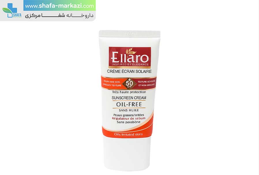 کرم ضد آفتاب SPF50 فاقد چربی الارو | Ellaro oil free sunscreen SPF 50 cream