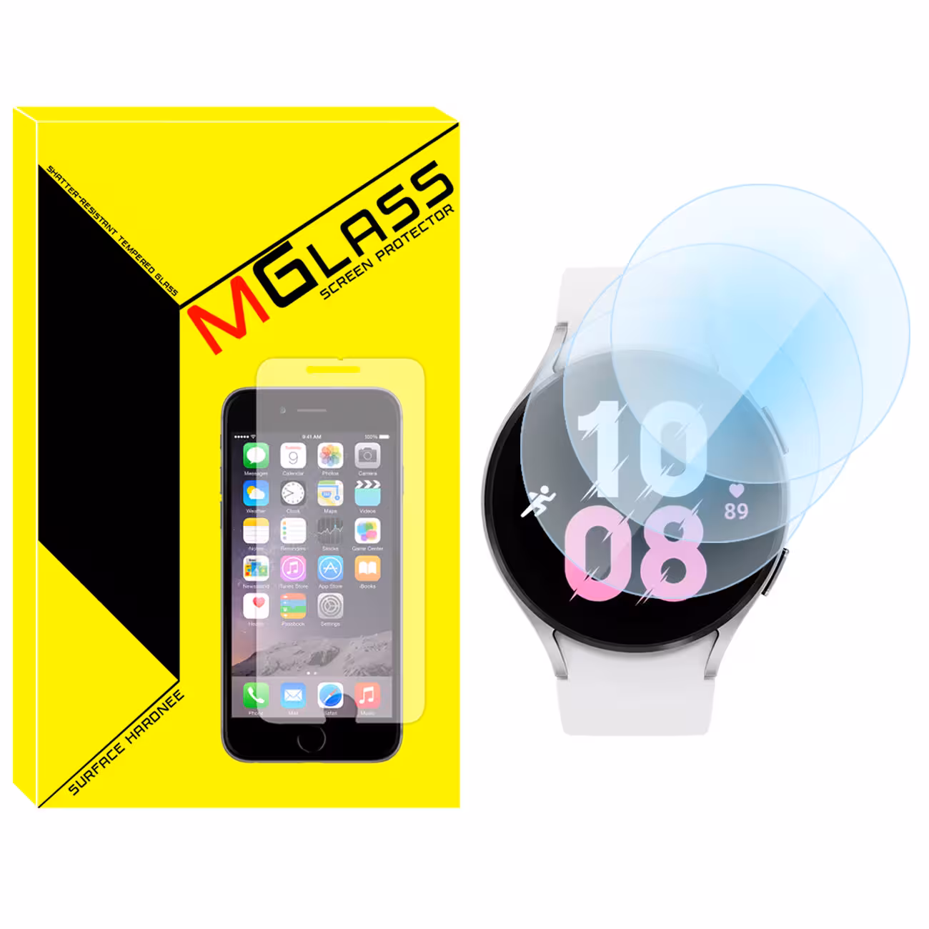 محافظ صفحه نمایش شیشه‌ای ام گلس مدل SH-MG مناسب برای ساعت هوشمند سامسونگ Galaxy Watch 5 44mm بسته سه عددی