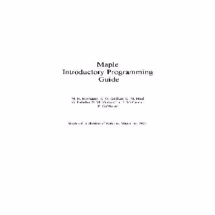 خرید و دانلود نسخه کامل کتاب Maple Introductory Programming Guide