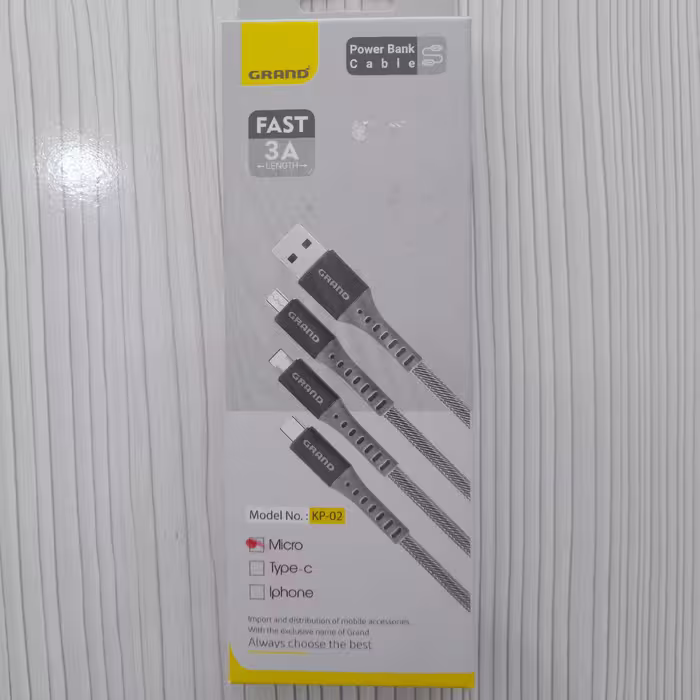 کابل پاور بانک میکرو اصلی با گارانتی 6 ماهه  برند گرند اسکای مدل KP-02