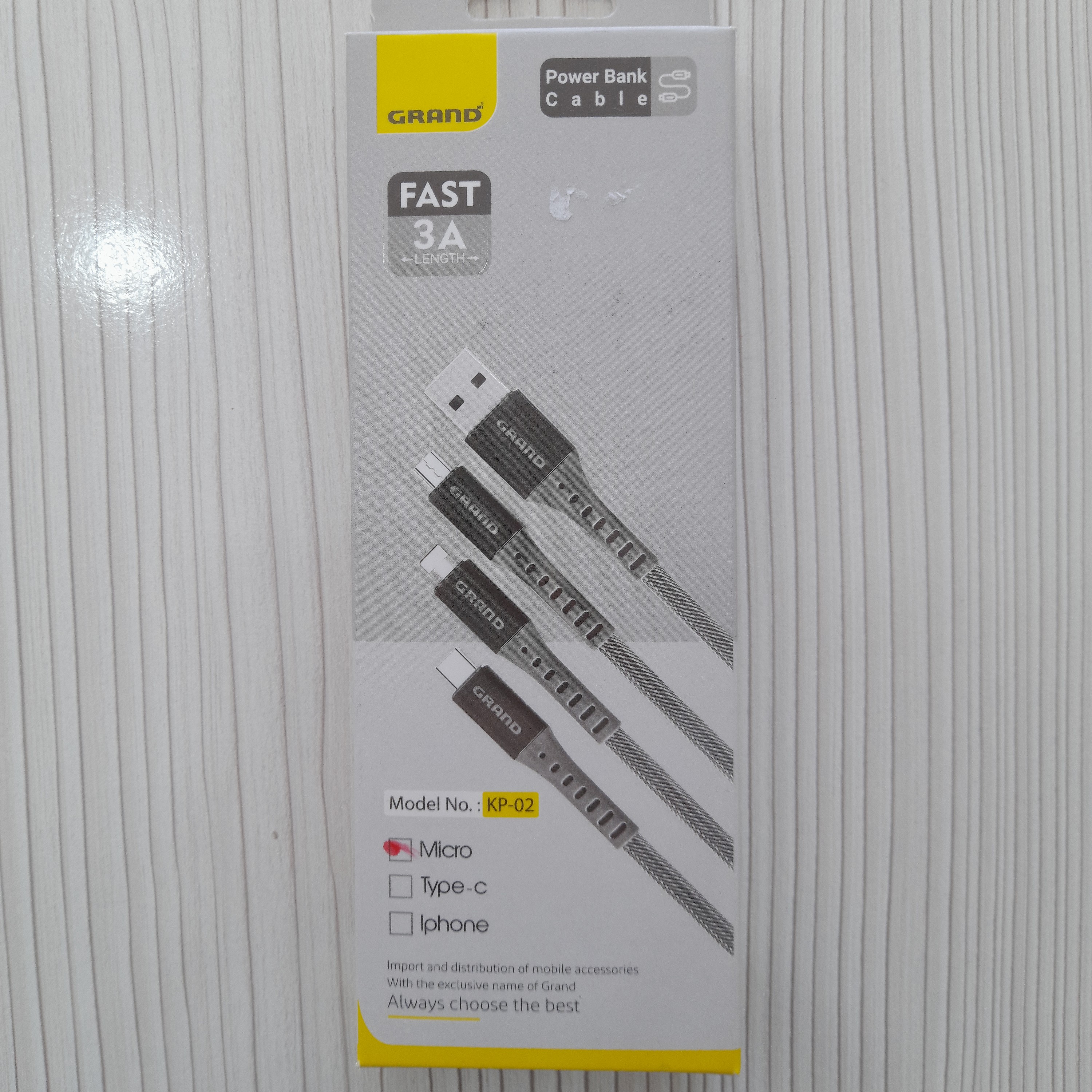 کابل پاور بانک میکرو اصلی با گارانتی 6 ماهه  برند گرند اسکای مدل KP-02