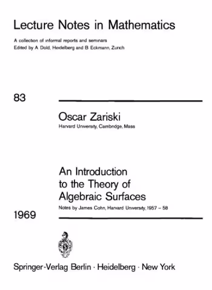 خرید و دانلود نسخه کامل کتاب An Introduction to the Theory of Algebraic Surfaces