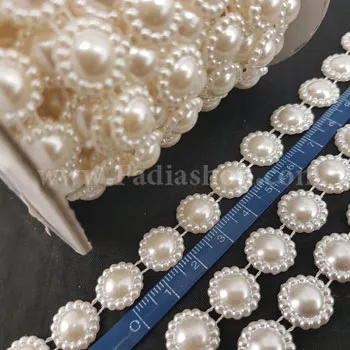 نوار توپی طرح گل کرم طاقه ای