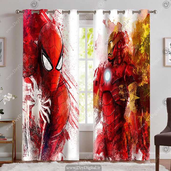 پرده چاپی طرح مرد عنبکوتی  با زمینه روشن PK-5492