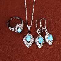 نیم ست فیروزه زنانه کد 21813 - جواهری مشاهیر