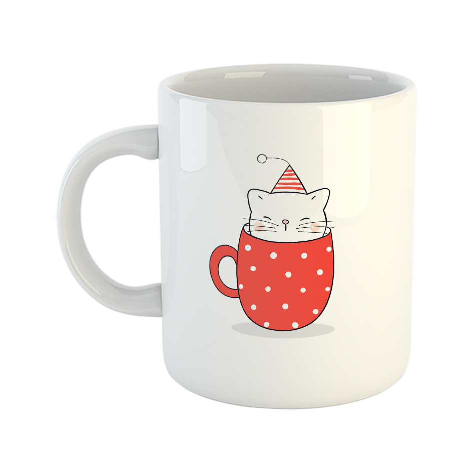 ماگ طرح گربه در فنجان خالخالی