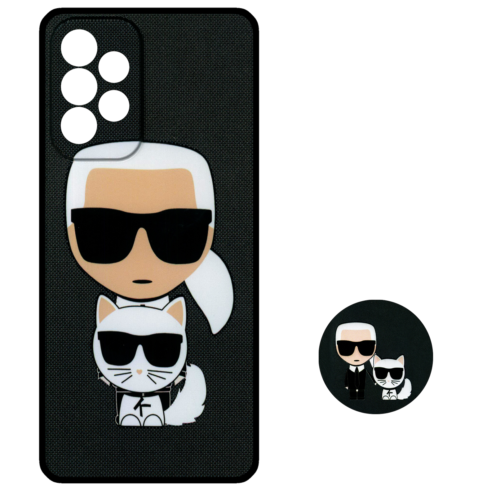 کاور طرح گربه کد 2739  مناسب برای گوشی موبایل سامسونگ Galaxy A73 به همراه پایه نگهدارنده 