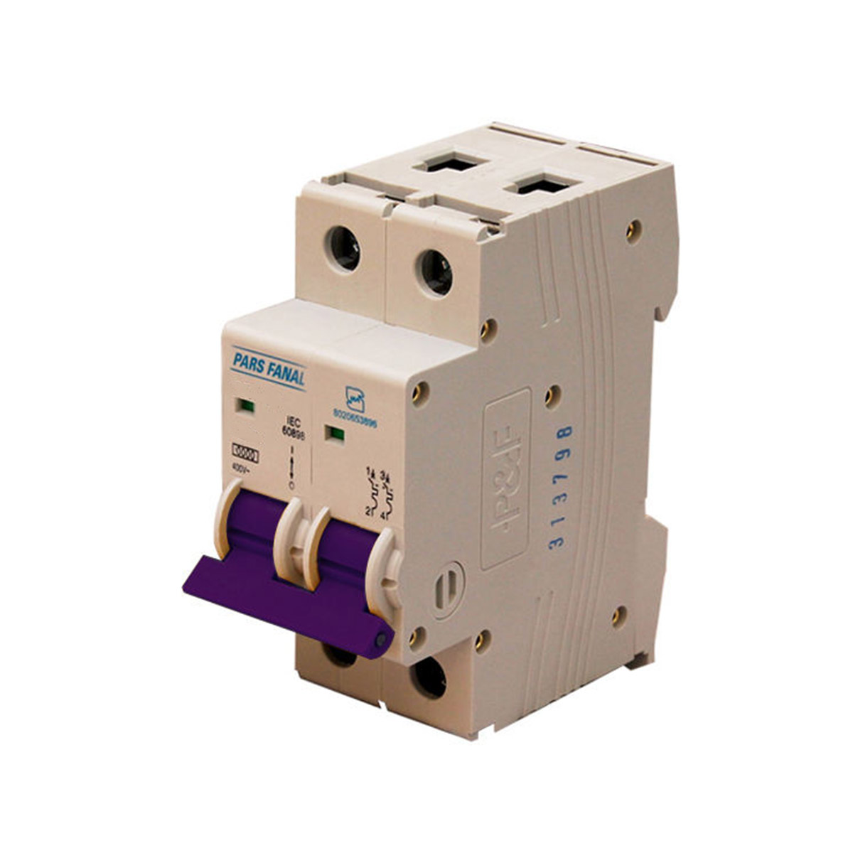 کلید مینیاتوری دو پل 10 آمپر DC پارس فانال مدل C10-10K-PFN-16-2P