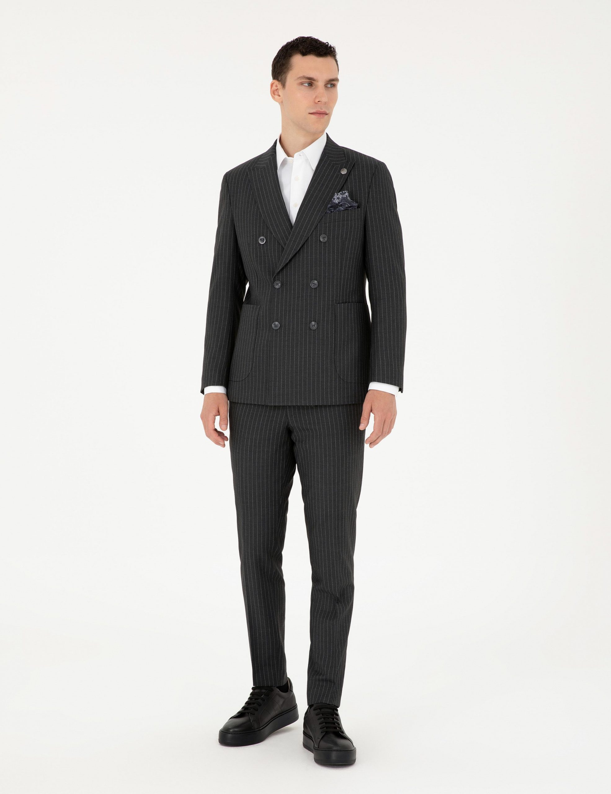 کت و شلوار مردانه خاکی ملانژ پیرکاردین - فروشگاه لباس شهرمون