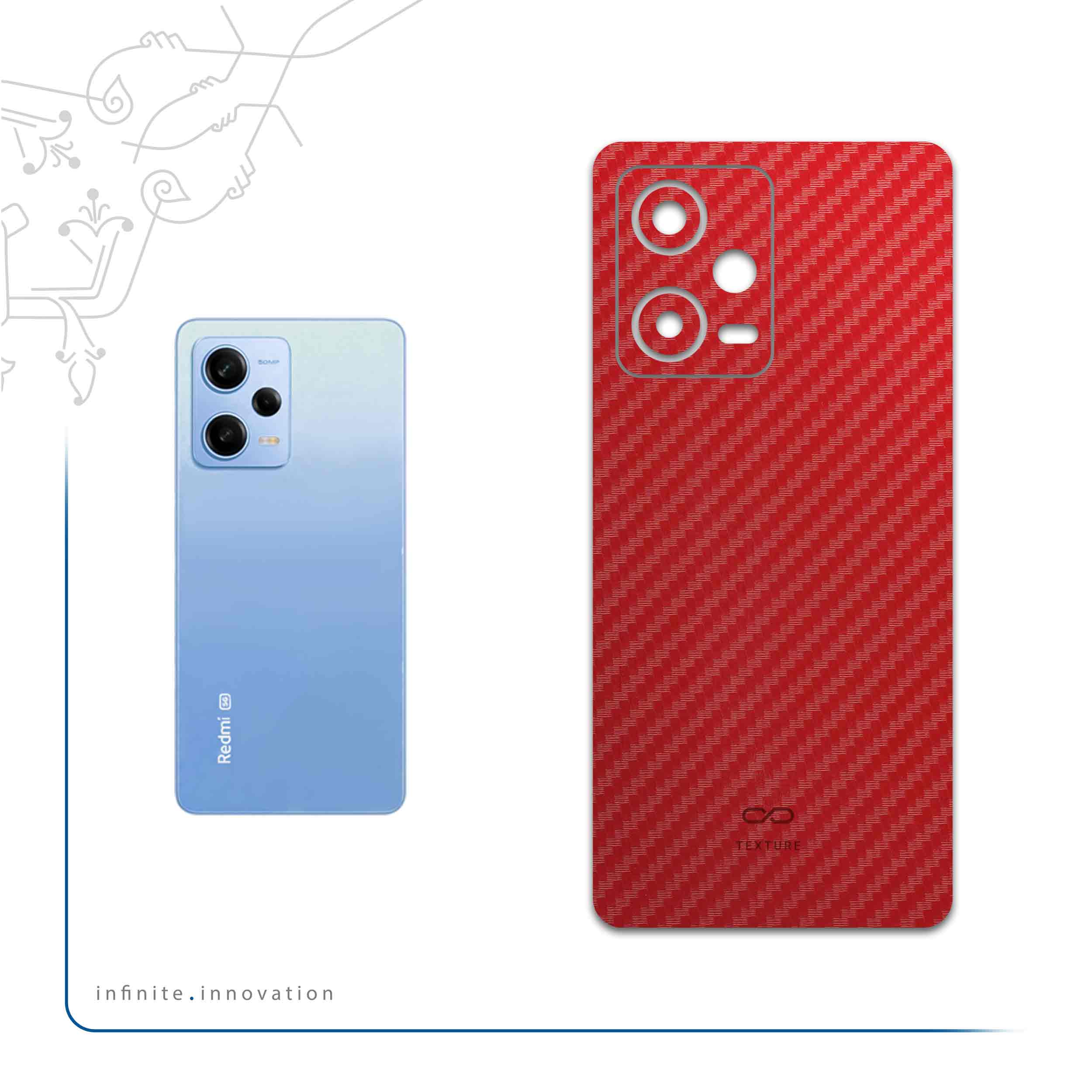 برچسب پوششی ماهوت مدل Red-Fiber مناسب برای گوشی موبایل شیائومی Redmi Note 12 Pro