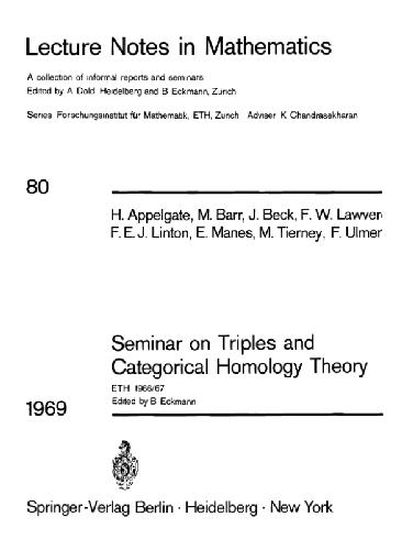 خرید و دانلود نسخه کامل کتاب Proceedings of the Seminar on Triples and Categorical Homology