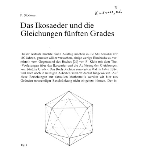 خرید و دانلود نسخه کامل کتاب Das Ikosaeder und die Gleichungen fünften Grades