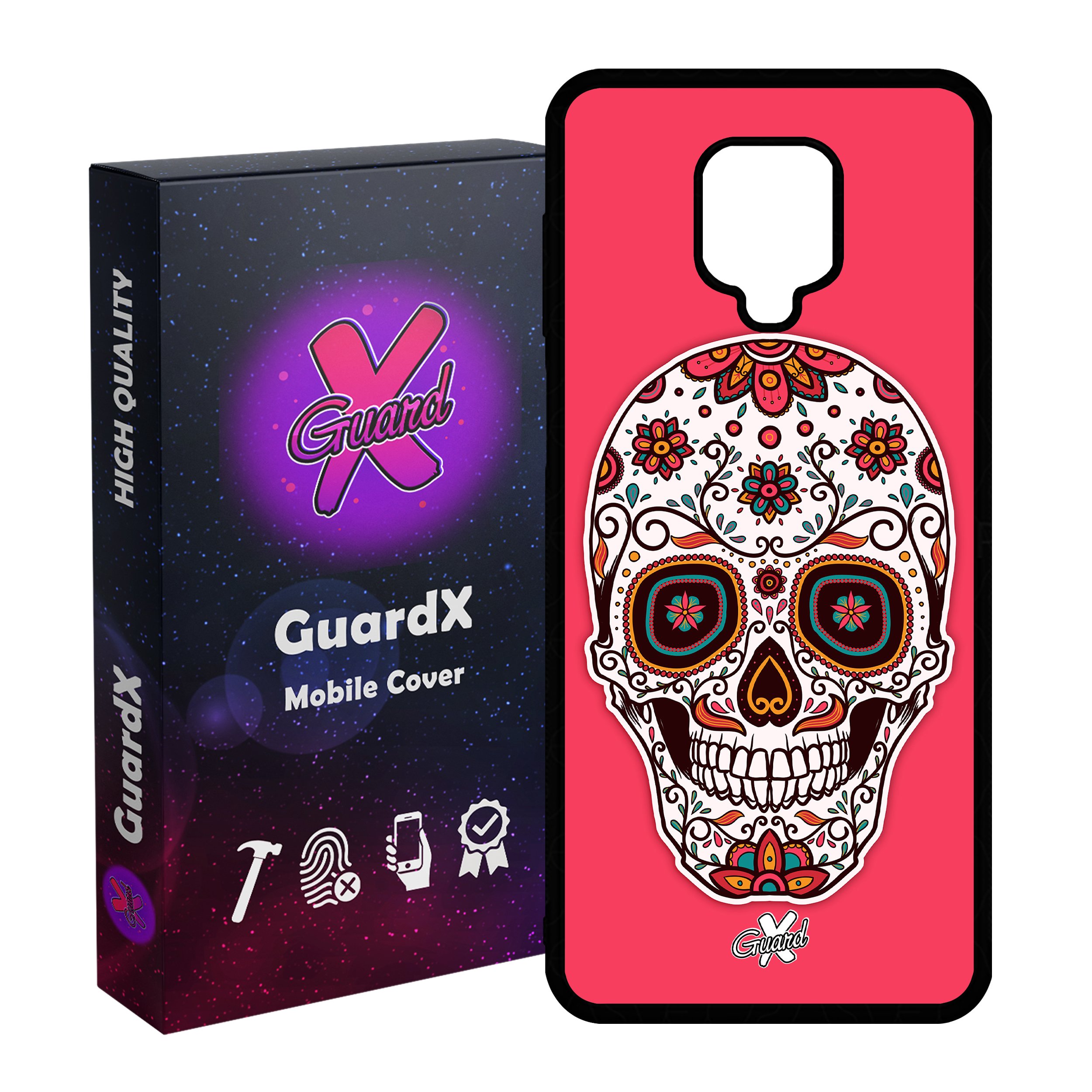 کاور گارد ایکس طرح Skull مدل Glass10116 مناسب برای گوشی موبایل شیائومی Redmi Note 9S / Note 9 Pro / Note 9 Pro Max
