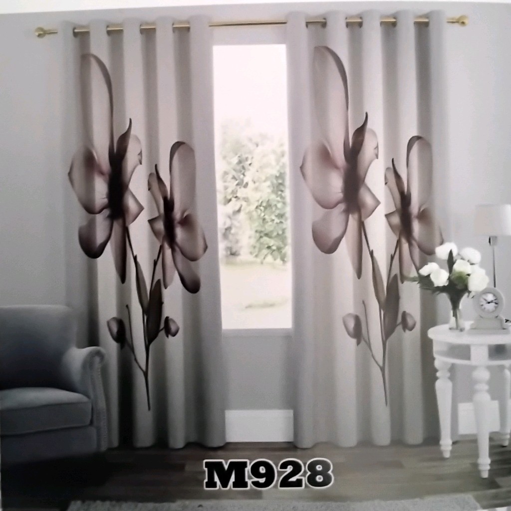 پرده چاپی پانچ دوقواره طرح  گل     کدm928