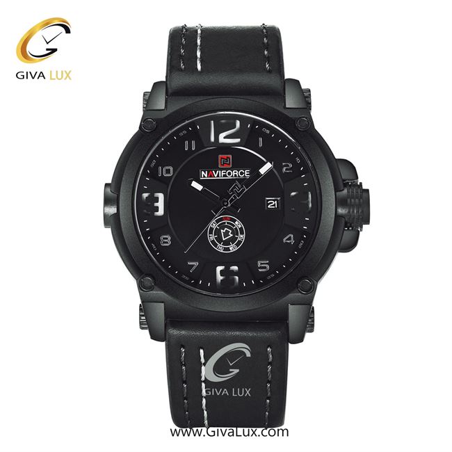 ساعت مچی مردانه بند چرم ناوی فورس(نیوی فورس) NF9099 B/W/B