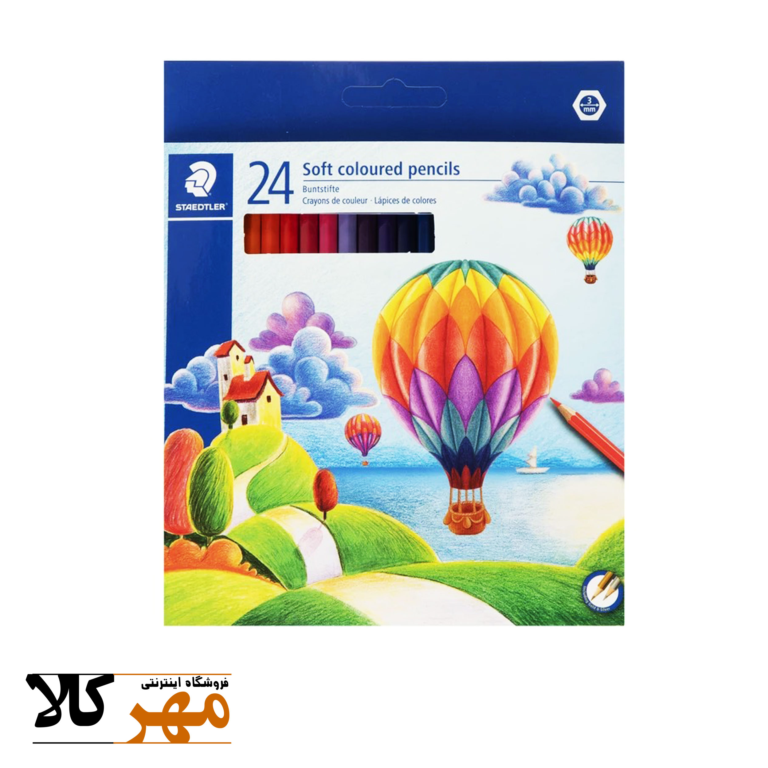 مداد رنگی 24 رنگ STAEDTLER مدل نوریس جعبه مقوایی کد 143C24