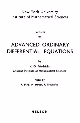 خرید و دانلود نسخه کامل کتاب Lectures on advanced ordinary differential equations