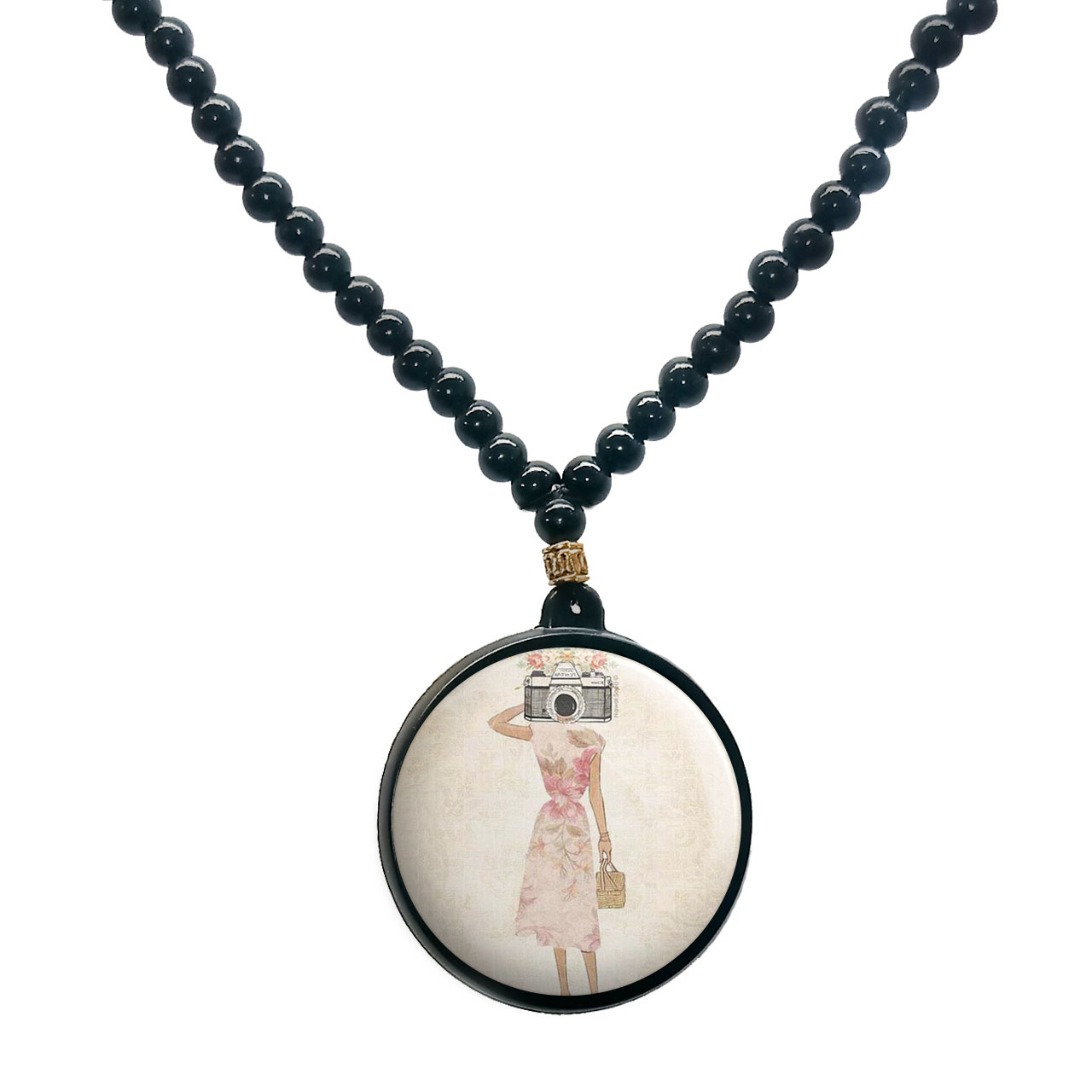 گردنبند پرمانه طرح عکاس کد pmd.5214مدل دو طرفه