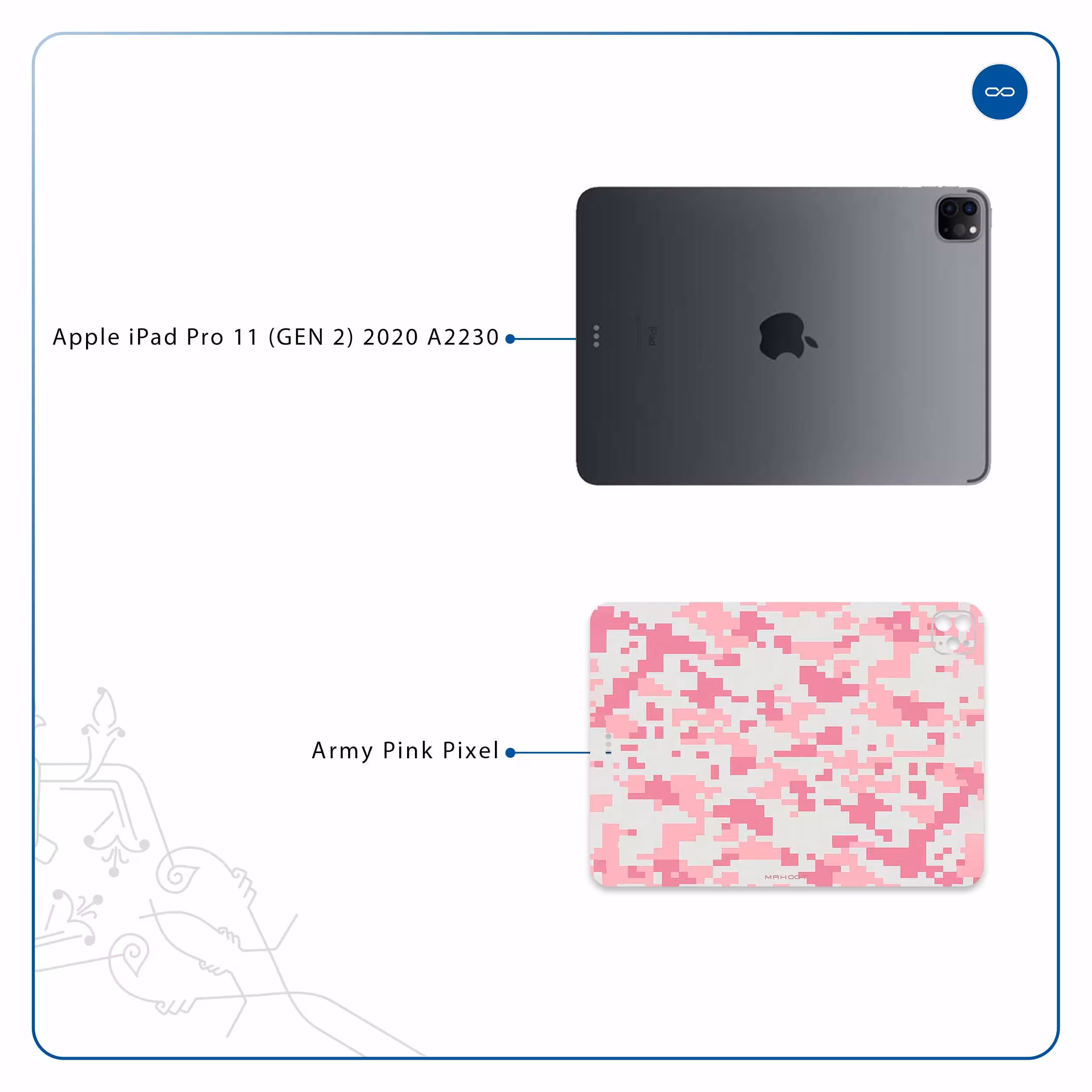 برچسب پوششی ماهوت مدل Army-Pink-pixel مناسب برای تبلت اپل iPad Pro 11 (GEN 2) 2020 A2230