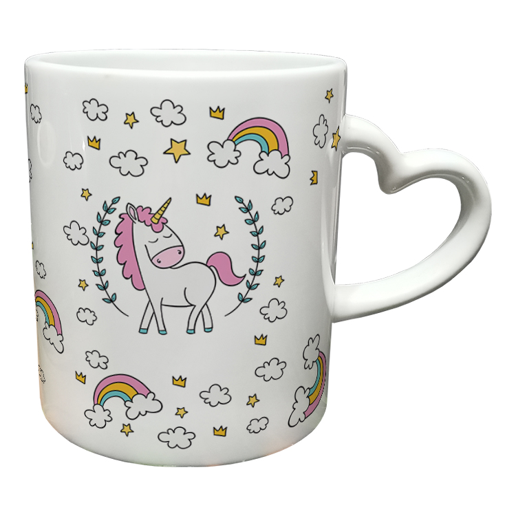 ماگ مدل دسته قلبی طرح یونیکورن کد 50