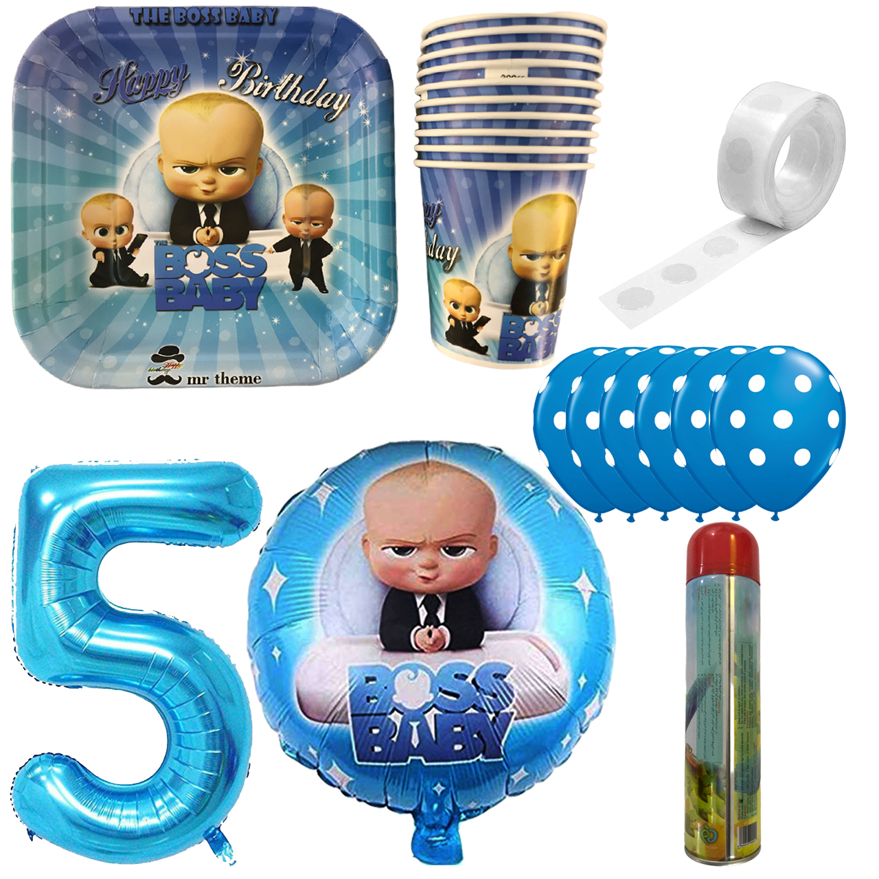 مجموعه 30 عددی تم تولد مستر تم طرح بچه رئیس کد 5