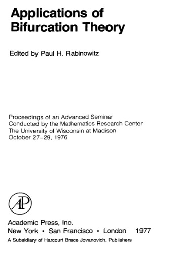 خرید و دانلود نسخه کامل کتاب Applications of bifurcation theory: proceedings of an advanced seminar