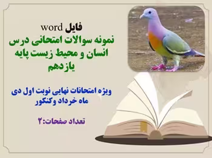 فایل word نمونه سوالات امتحانی درس انسان و محیط زیست پایه یازدهم  ویژه امتحانات نهایی نوبت اول دی ما