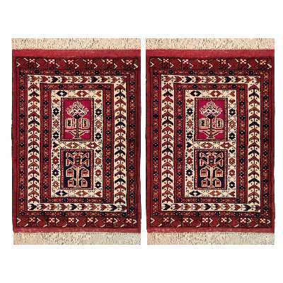 فرش دستباف زرع چارک طرح ترکمن مدل AA239 یک جفت