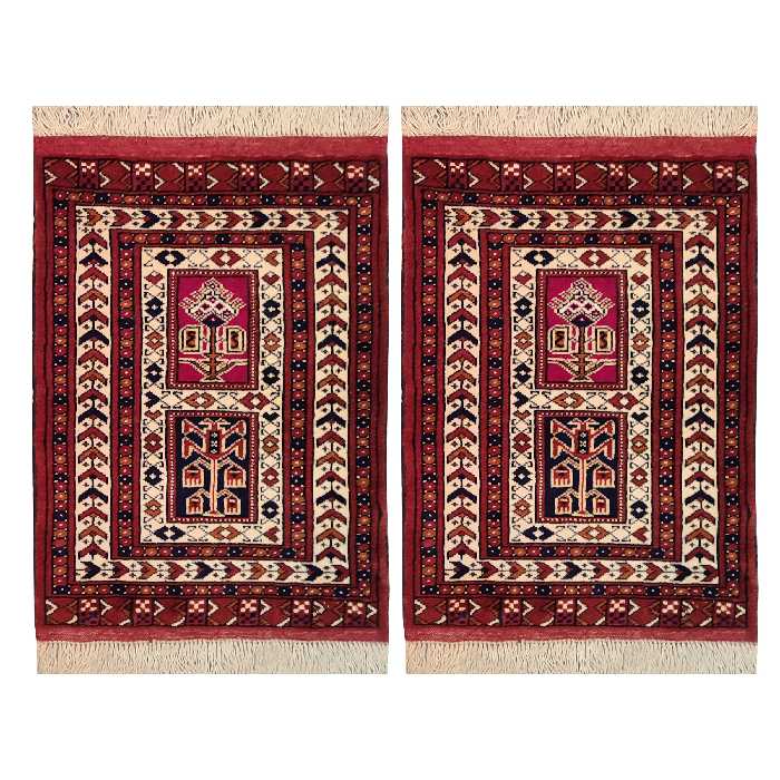 فرش دستباف زرع چارک طرح ترکمن مدل AA239 یک جفت