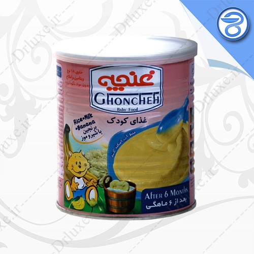 مشخصات،قیمت وخریدغذای کودک برنجین با شیر و موز غنچه 400 گرم-دکتر لوکس